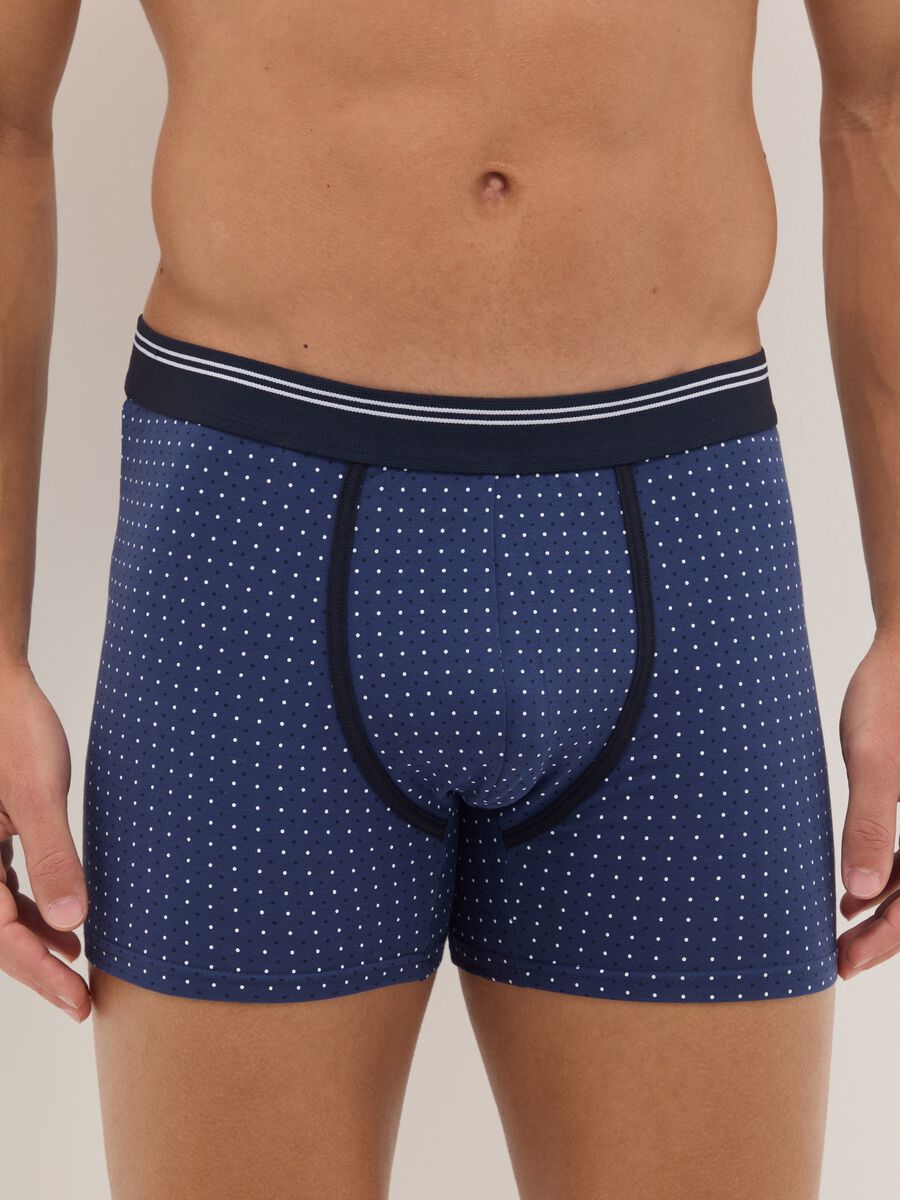 Three-pack of multicolour polka dot midi boxer briefs in stretch organic cotton, regular fit_1