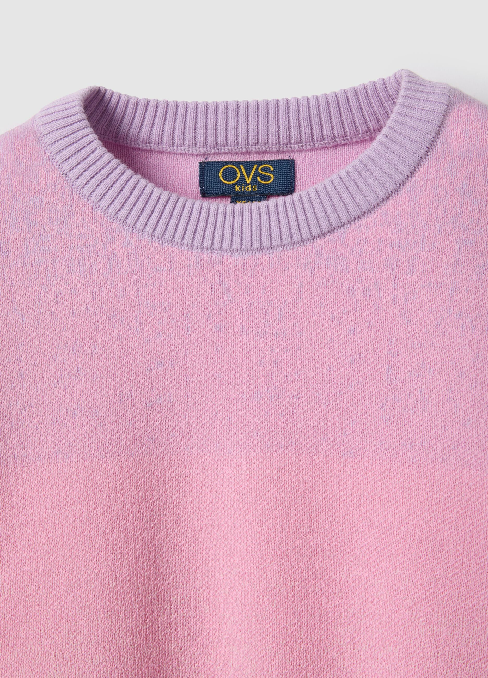 Girls' pink pure cotton sweater regular fit with gradient pattern