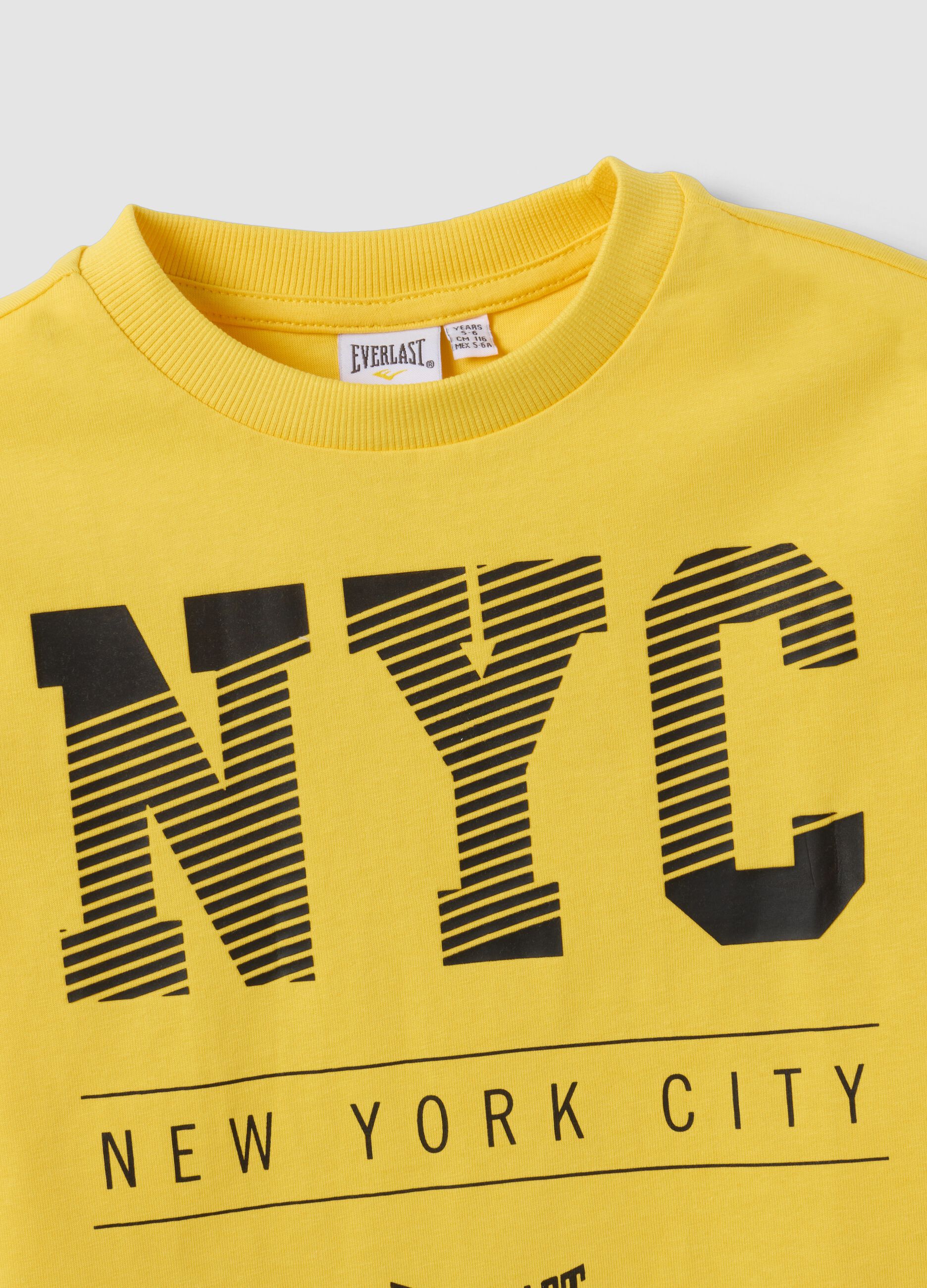 Yellow pure cotton boys&rsquo; T-shirt with NYC print