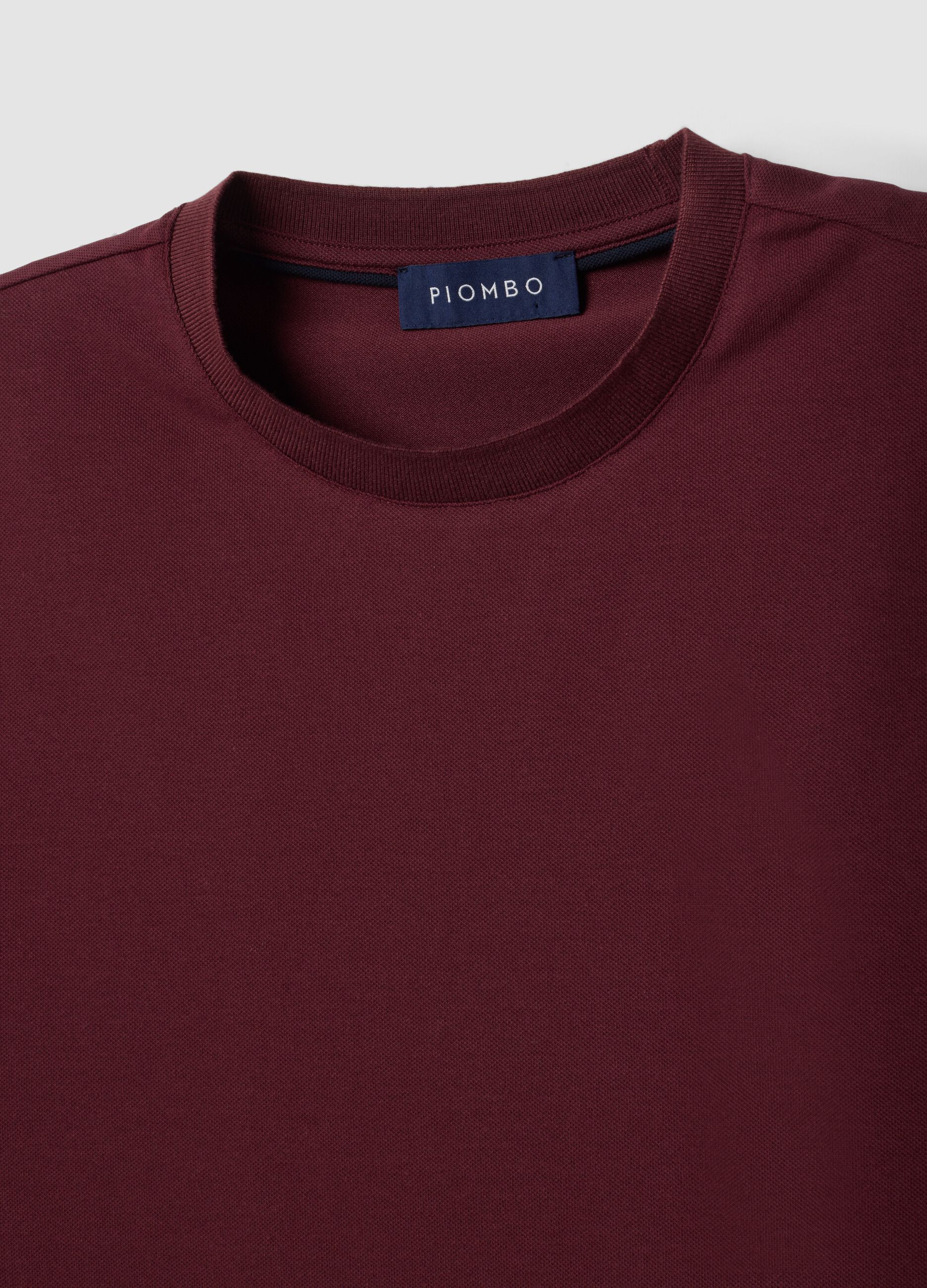 Red regular-fit stretch piqu&eacute; cotton-blend T-shirt with Easy Dry