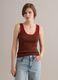 Brown pure cotton ribbed tank top_2