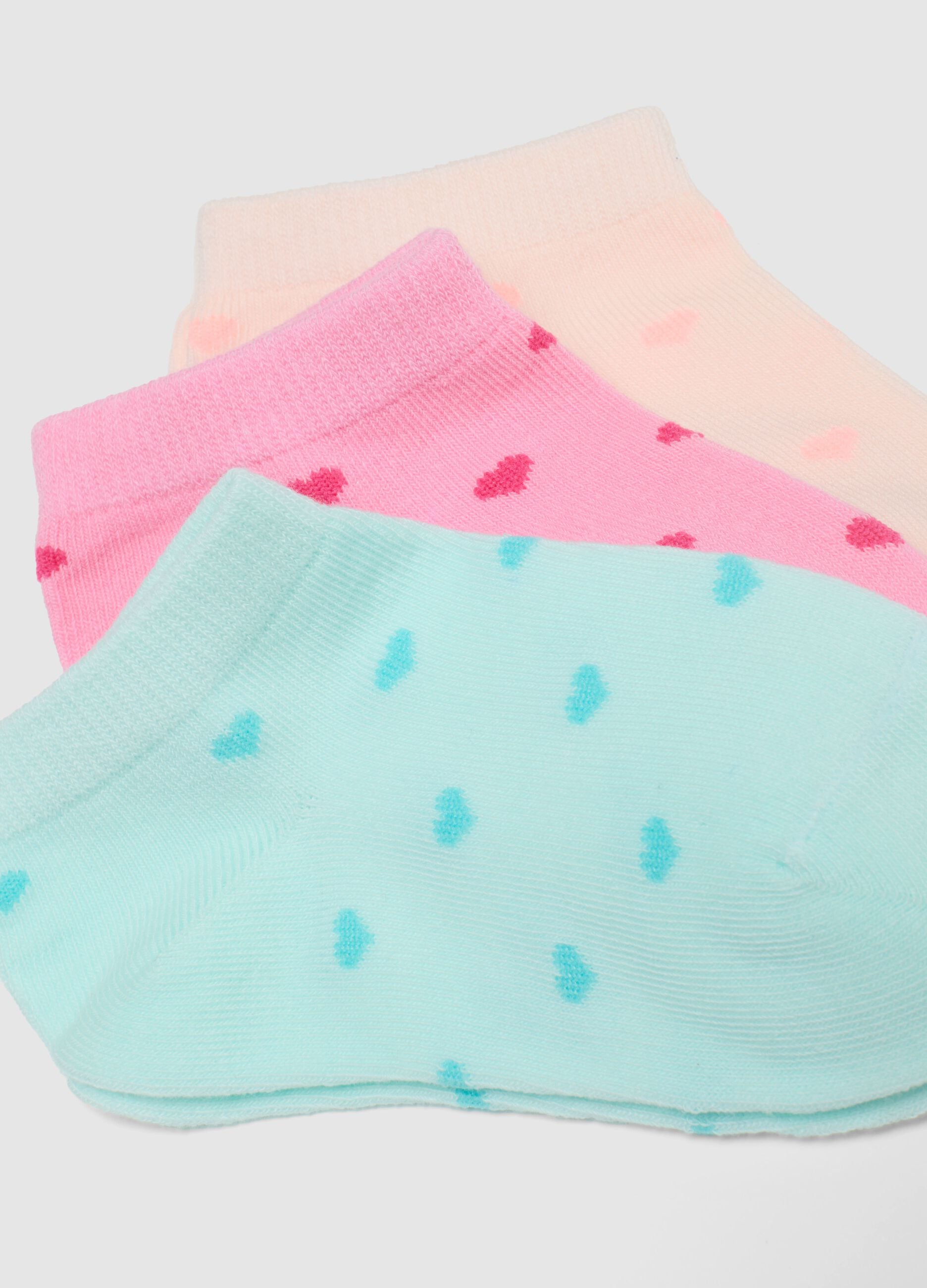 Multipack of multicoloured cotton blend socks for girls with hearts