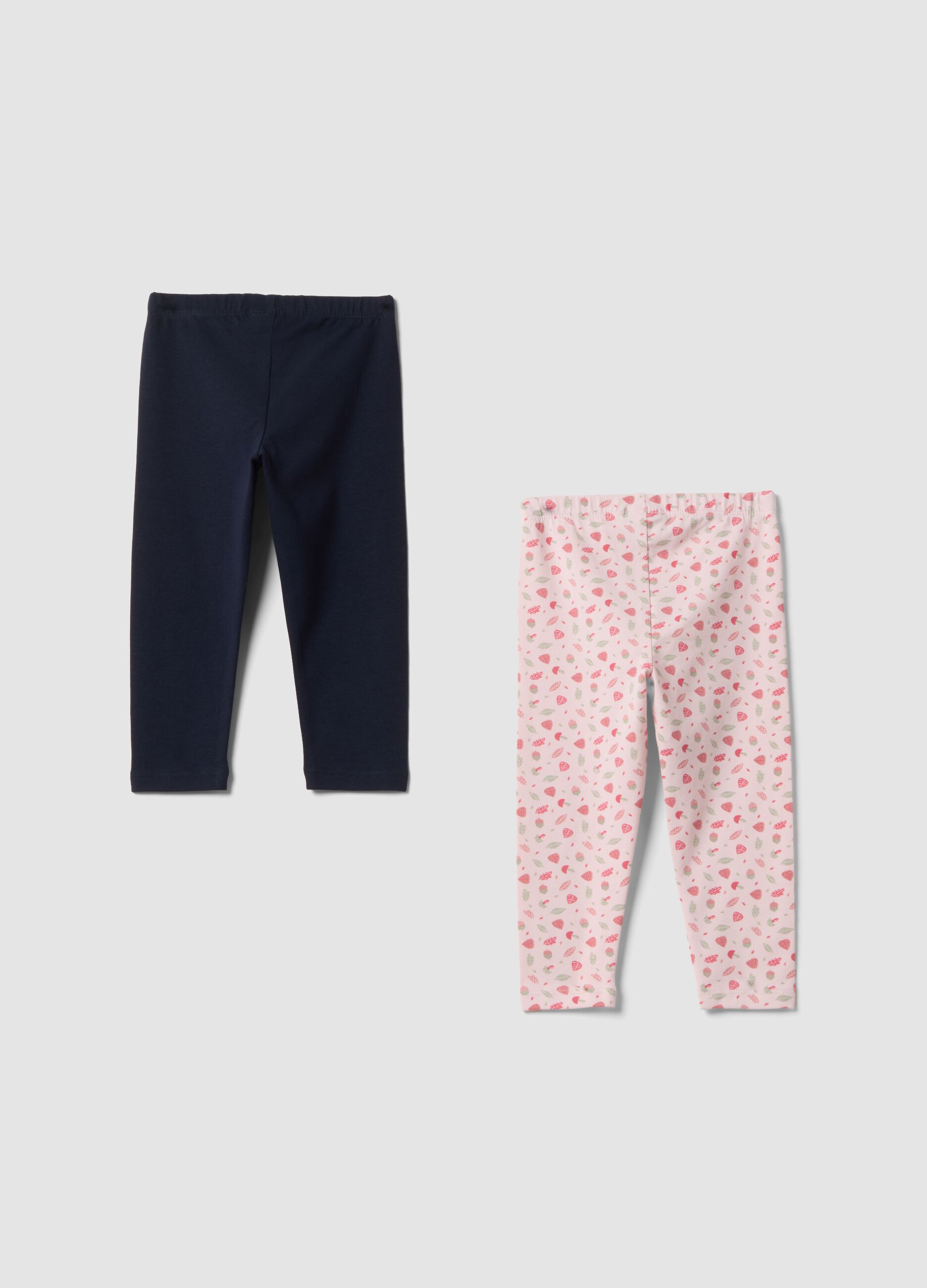 Multicolour organic stretch cotton leggings twin pack for baby girl