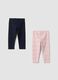 Multicolour organic stretch cotton leggings twin pack for baby girl_1