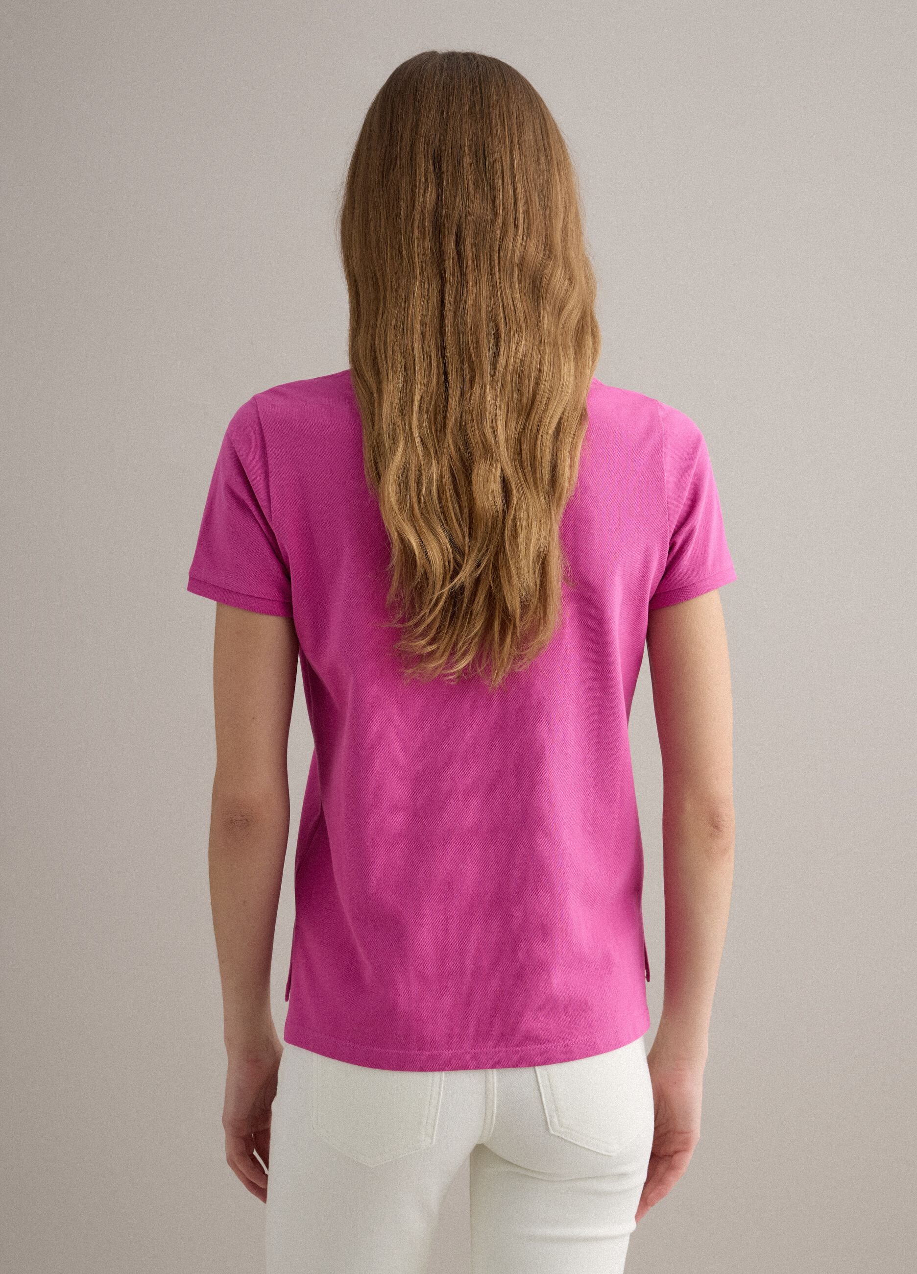 Pink organic cotton polo shirt, regular fit