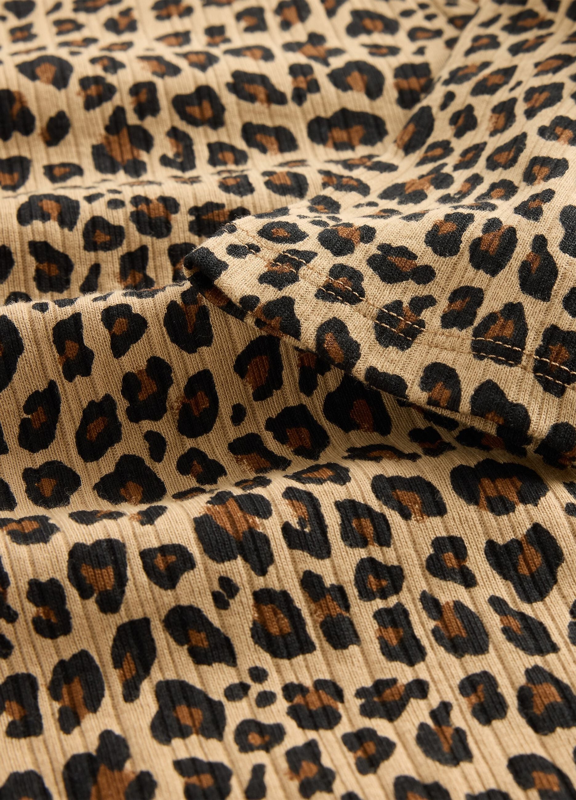 Brown Leopard Cotton Long Sleeve Top