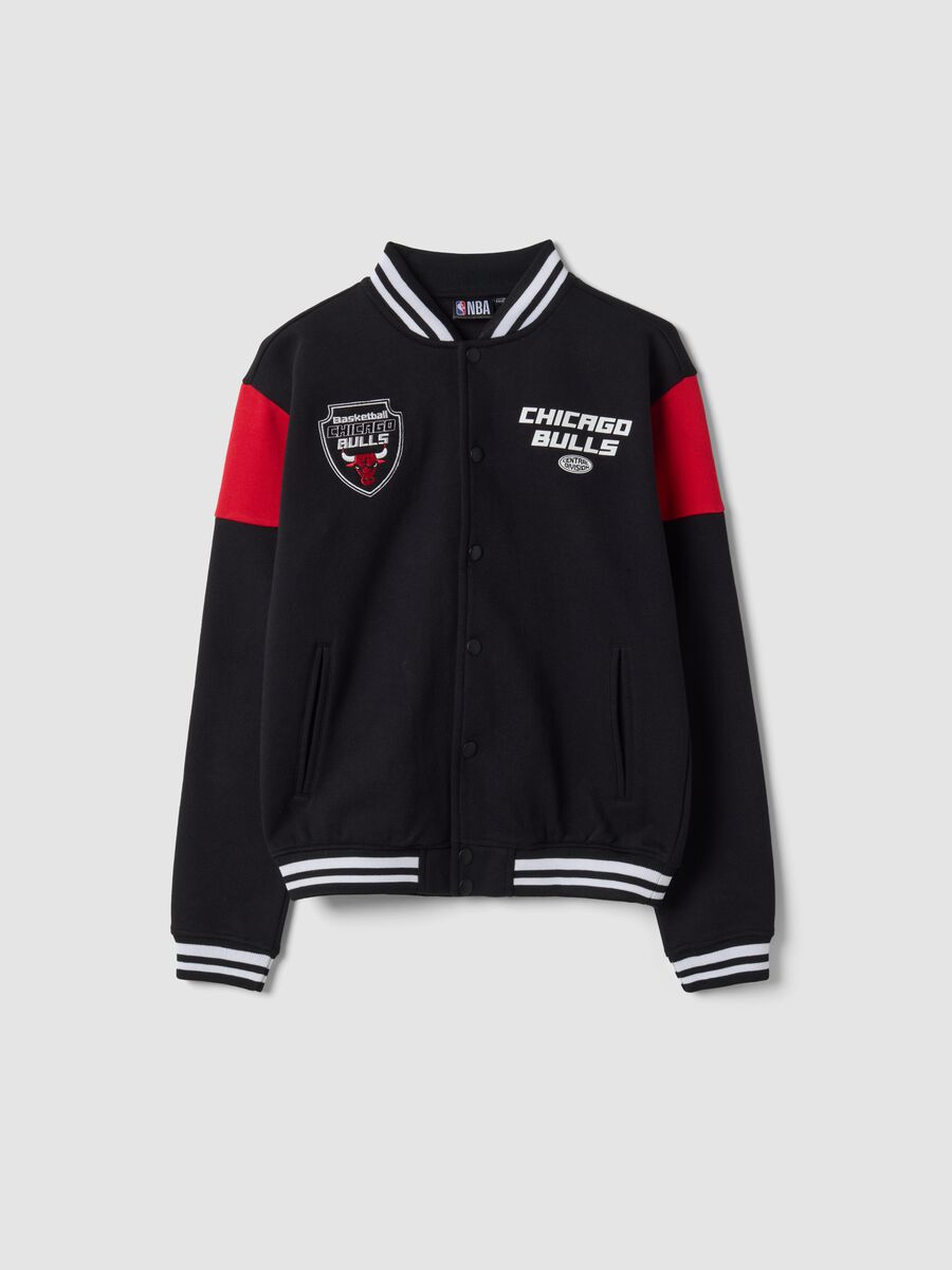 Black cotton-blend sweatshirt for boys with Chicago Bulls graphics_3