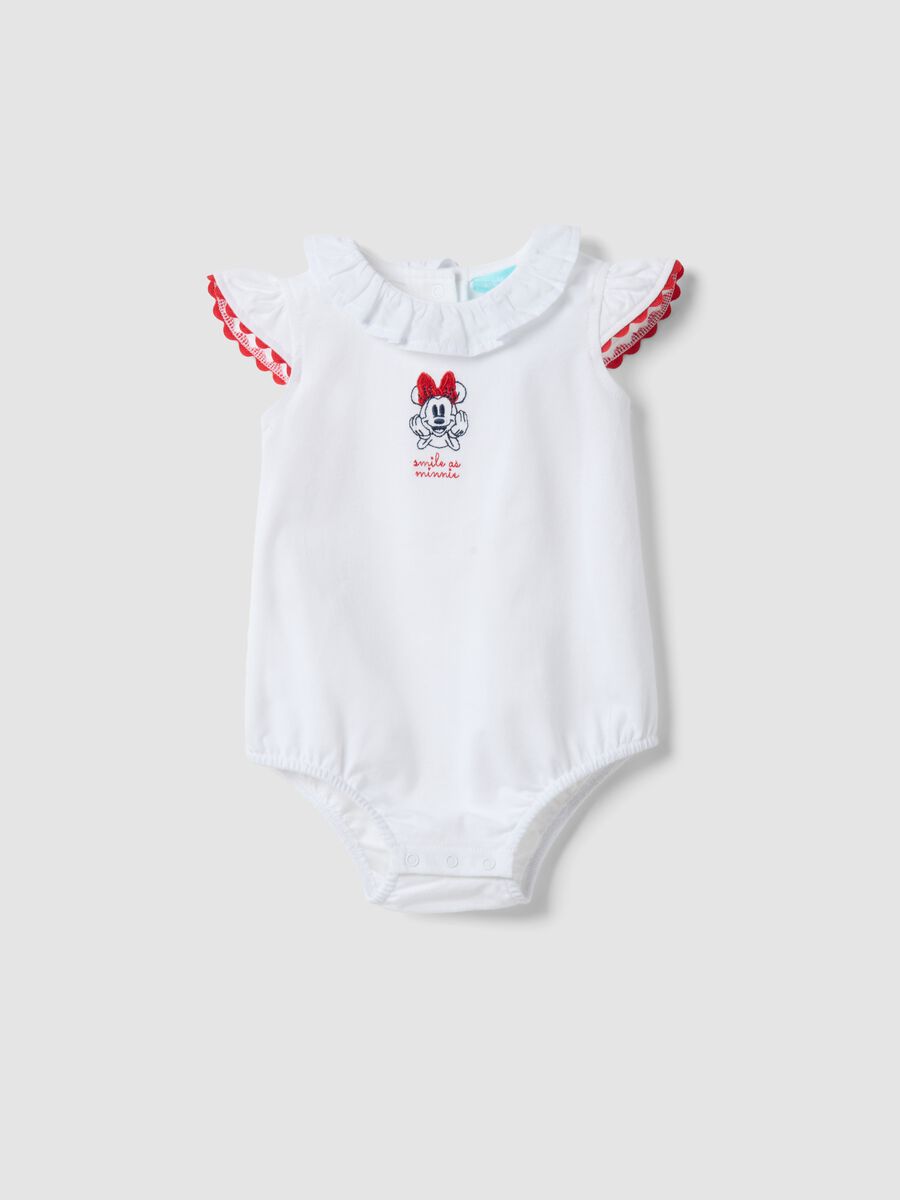 Body in puro cotone bianco da neonata con Minnie_0