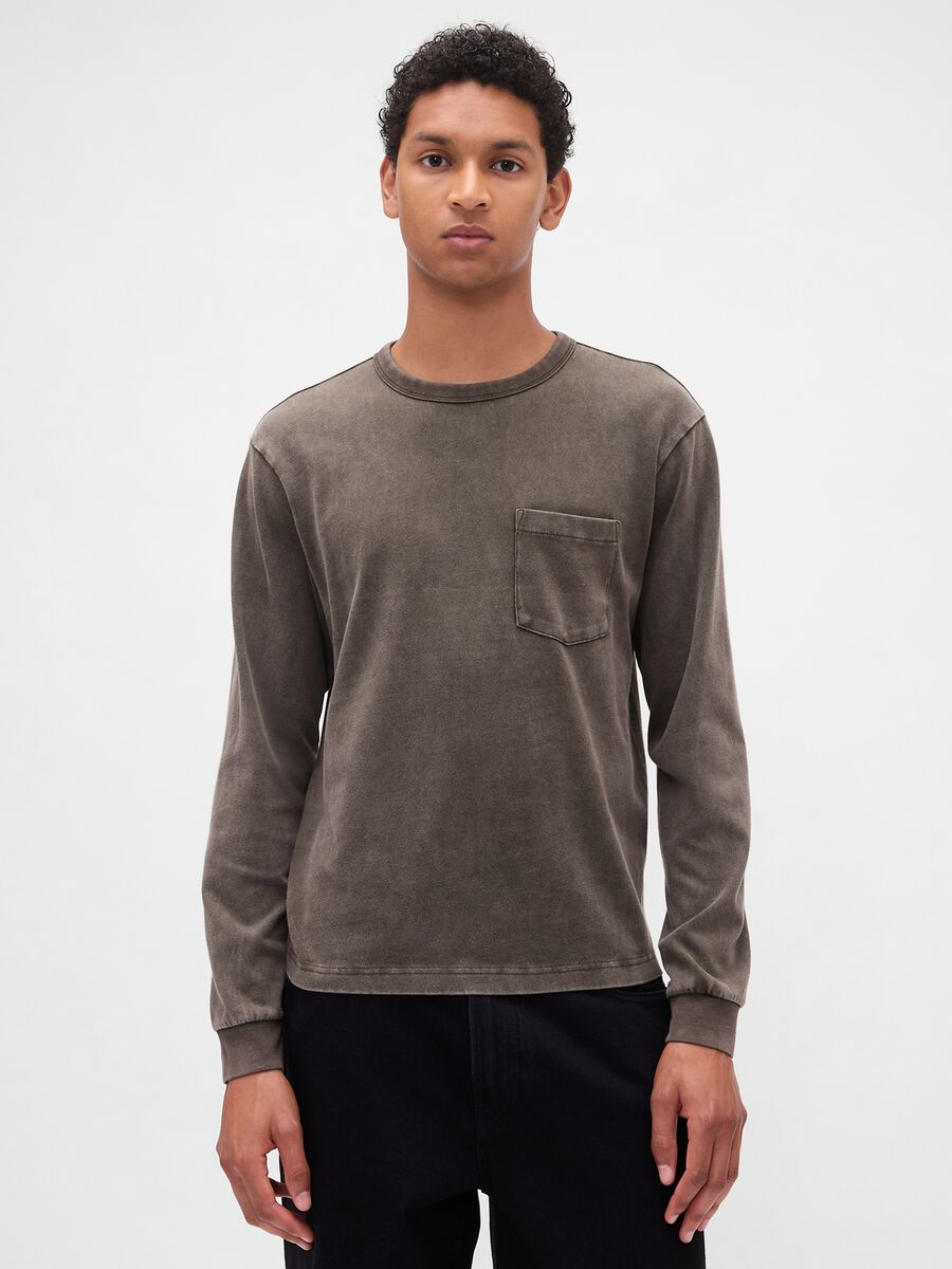 Brown long-sleeve cotton shirt_1