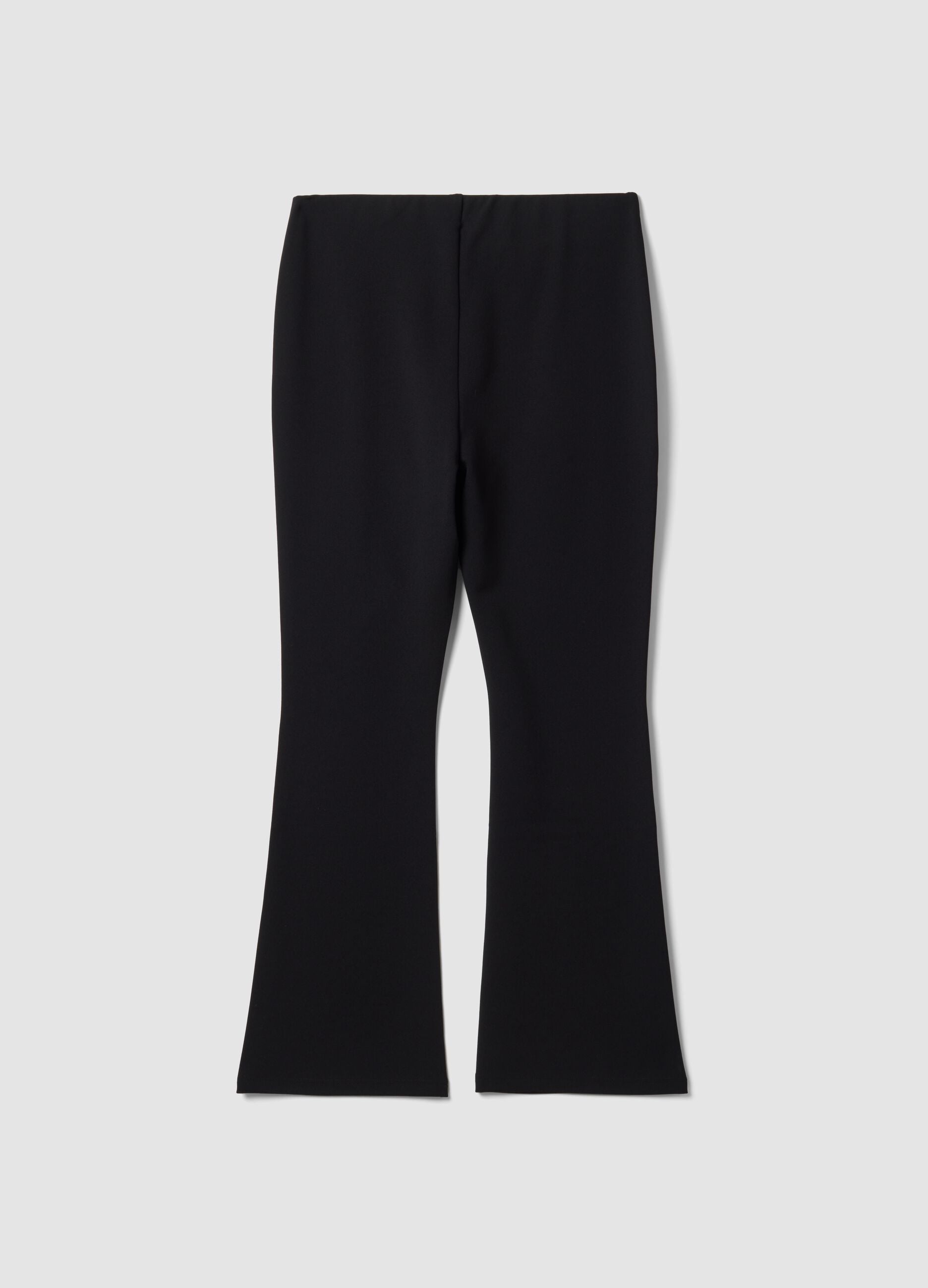 Black flared leggings in stretch fabric