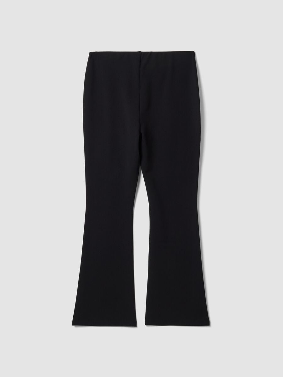 Black flared leggings in stretch fabric_2