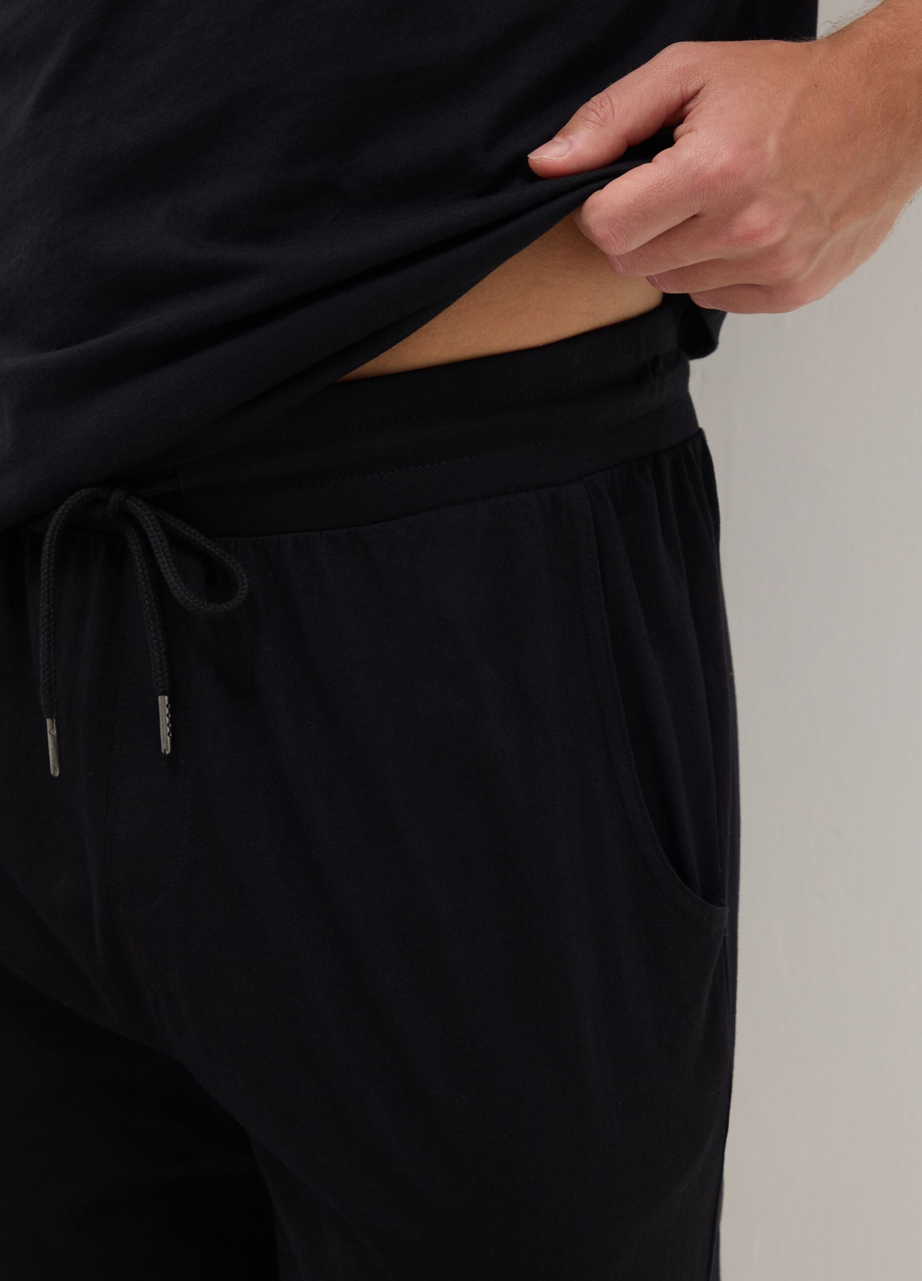 Black pure cotton pyjama trousers regular fit