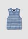 Multicolour cotton blend regular fit tank top with perforated texture_4
