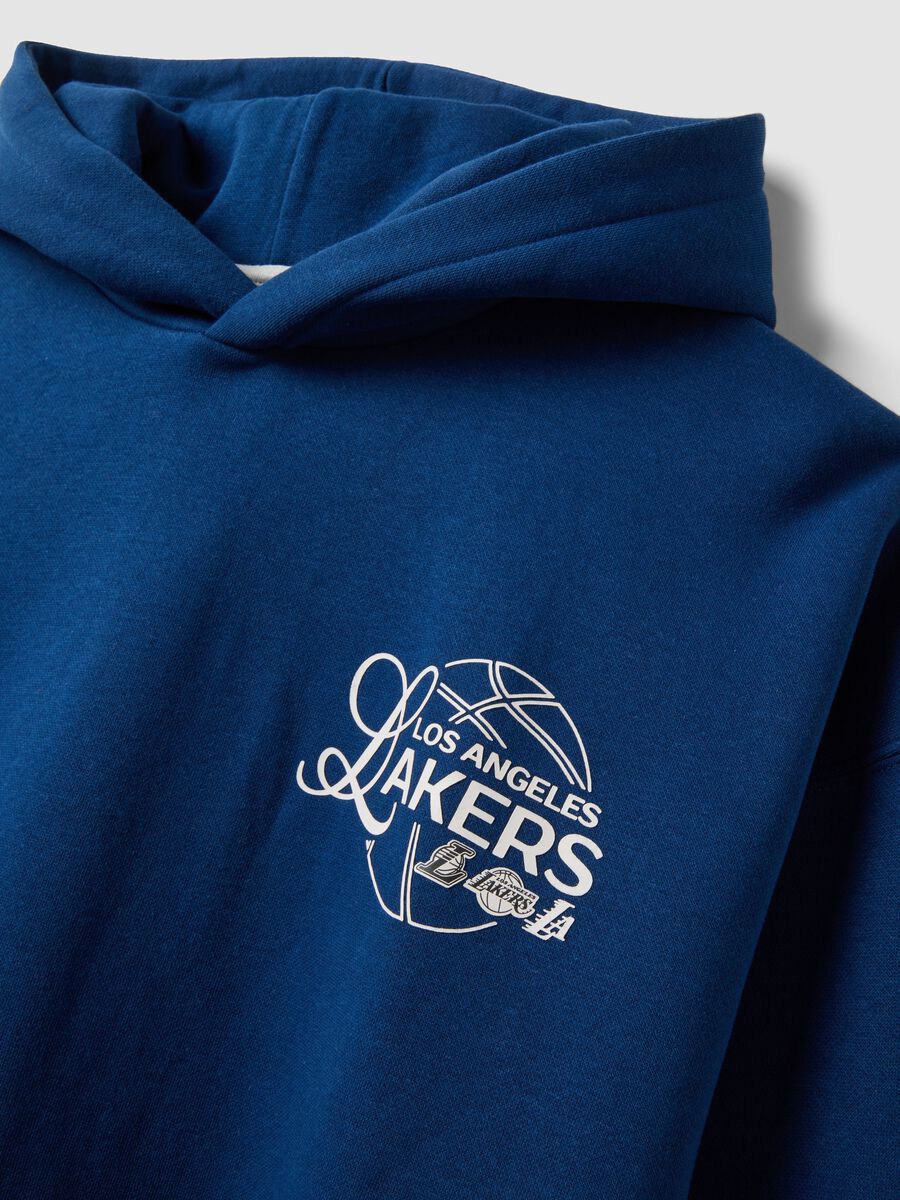 Blue cotton-blend hoodie with Lakers print_1