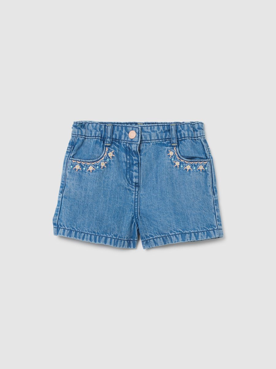 Shorts da neonata in denim blu regular fit_0