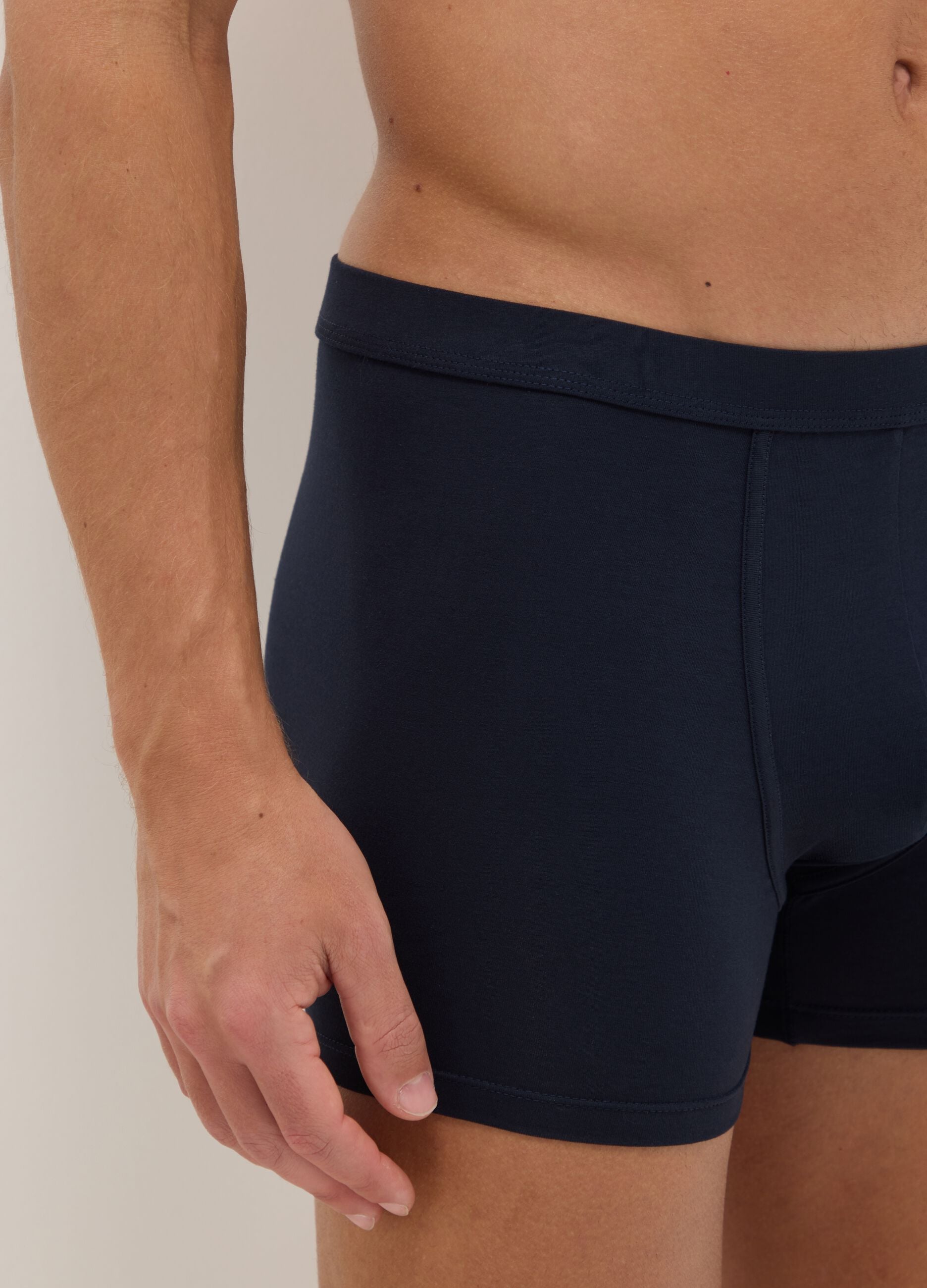 Blue midi boxer briefs 2-pack in stretch Supima cotton, regular fit