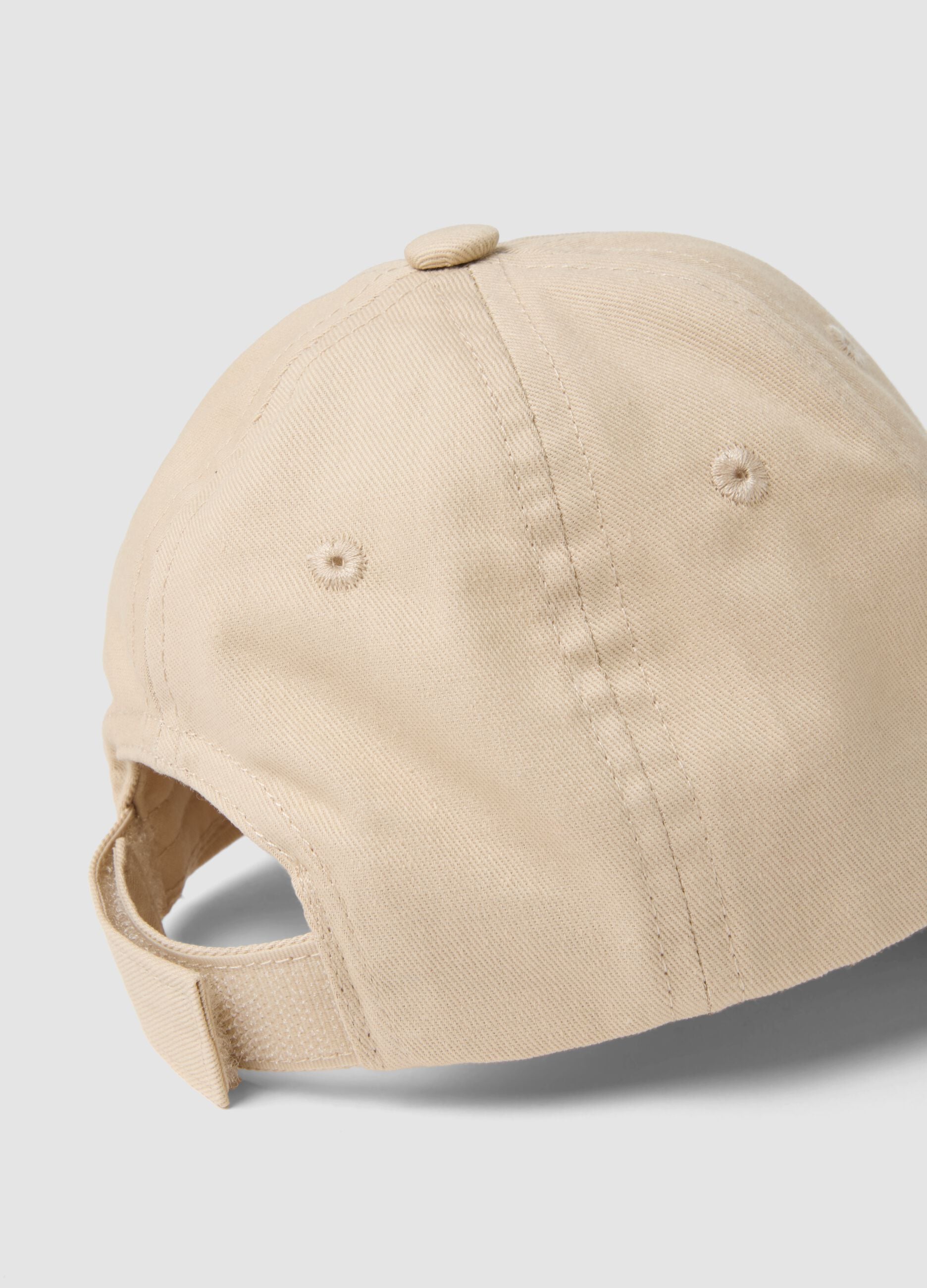 Children's beige pure cotton baseball cap with teddy bear