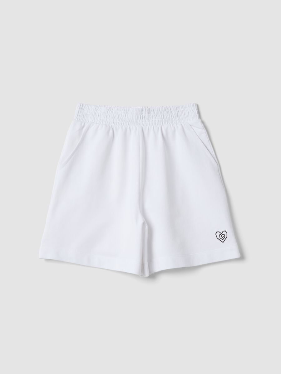Shorts bianchi in puro cotone con vita elasticizzata_3