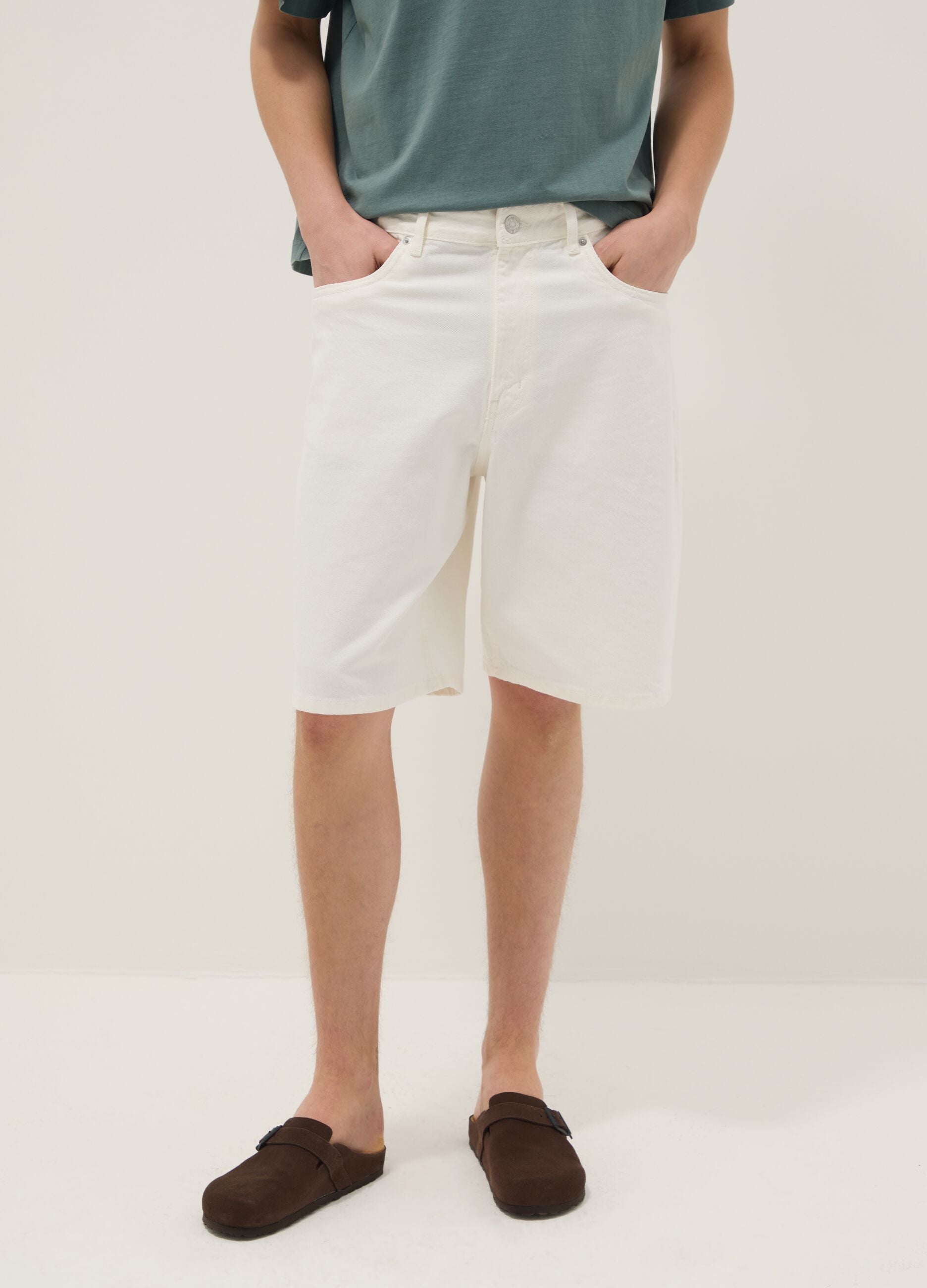 Baggy White Cotton Shorts