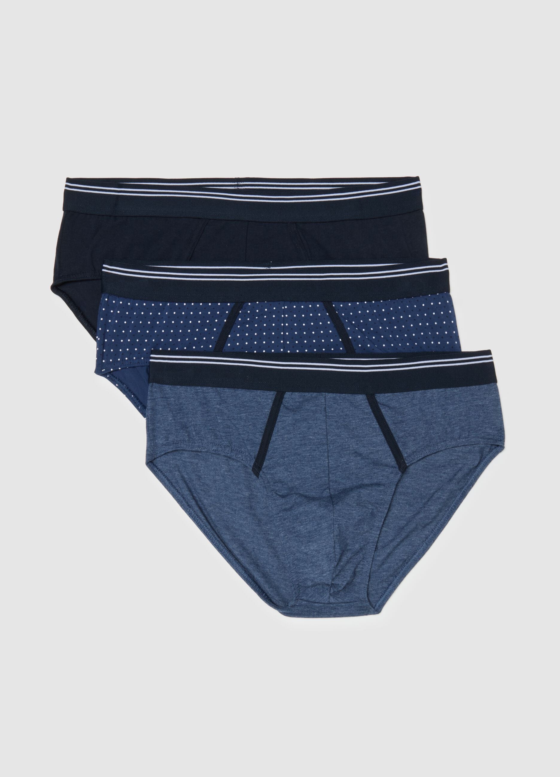Tripack multicolour polka dot briefs in stretch cotton regular fit