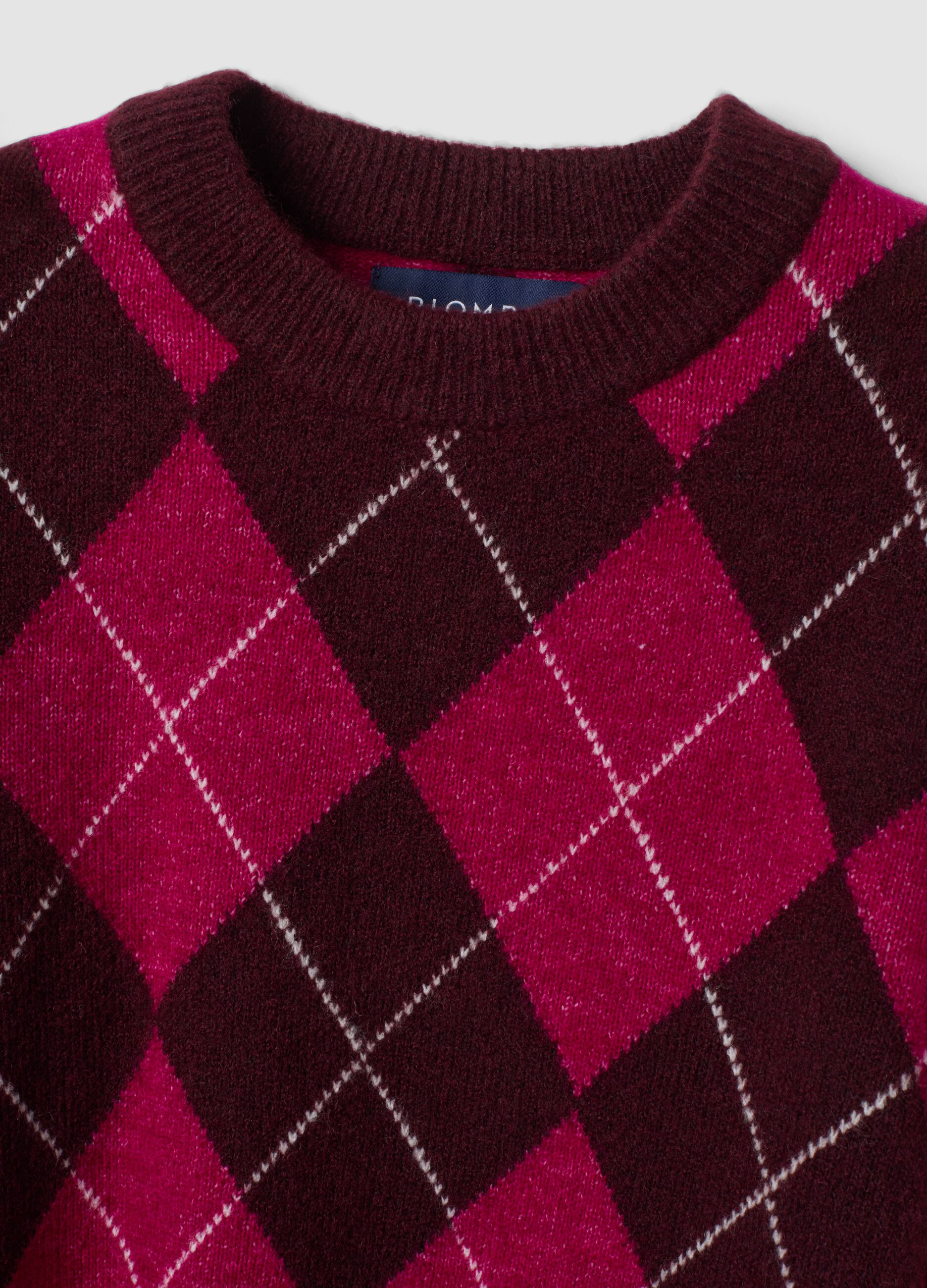 Purple stretch wool crew-neck jumper