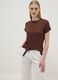 Brown short-sleeved stretch viscose T-shirt_0