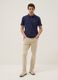 Blue pure cotton slim-fit short-sleeved polo shirt_0