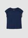 Blue pure cotton T-shirt with perforated inserts_4