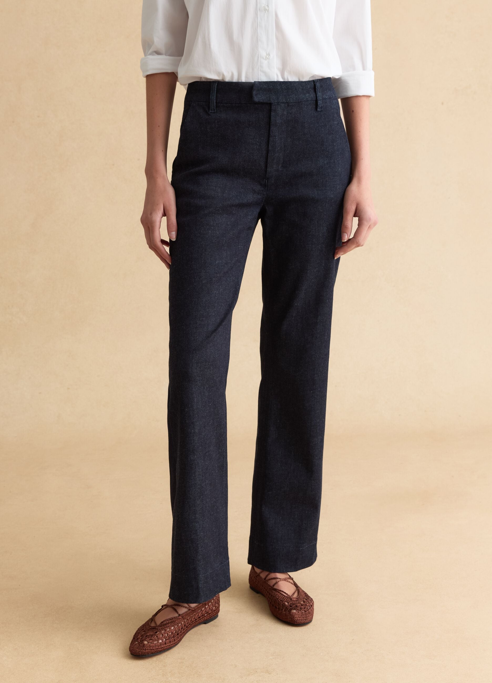 Blue Slim Fit Cotton Blend Chino Trousers