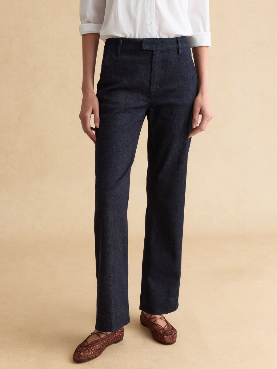 Pantaloni chino in misto cotone blu slim fit_1