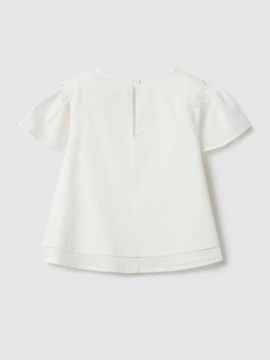 Girls' white pure cotton blouse regular fit with embroidery_1