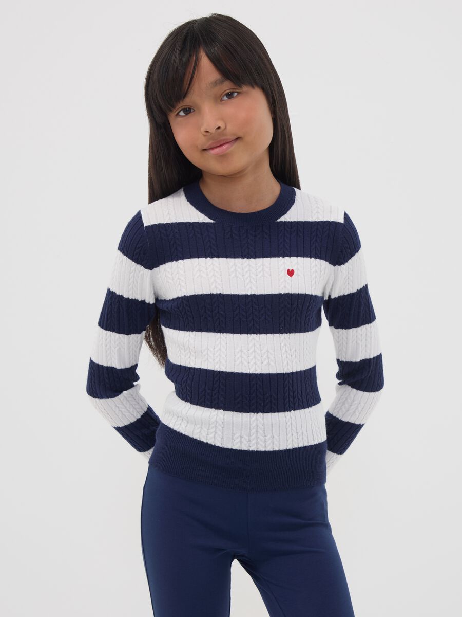 Girls&rsquo; multicolour striped viscose-blend boat-neck jumper_0
