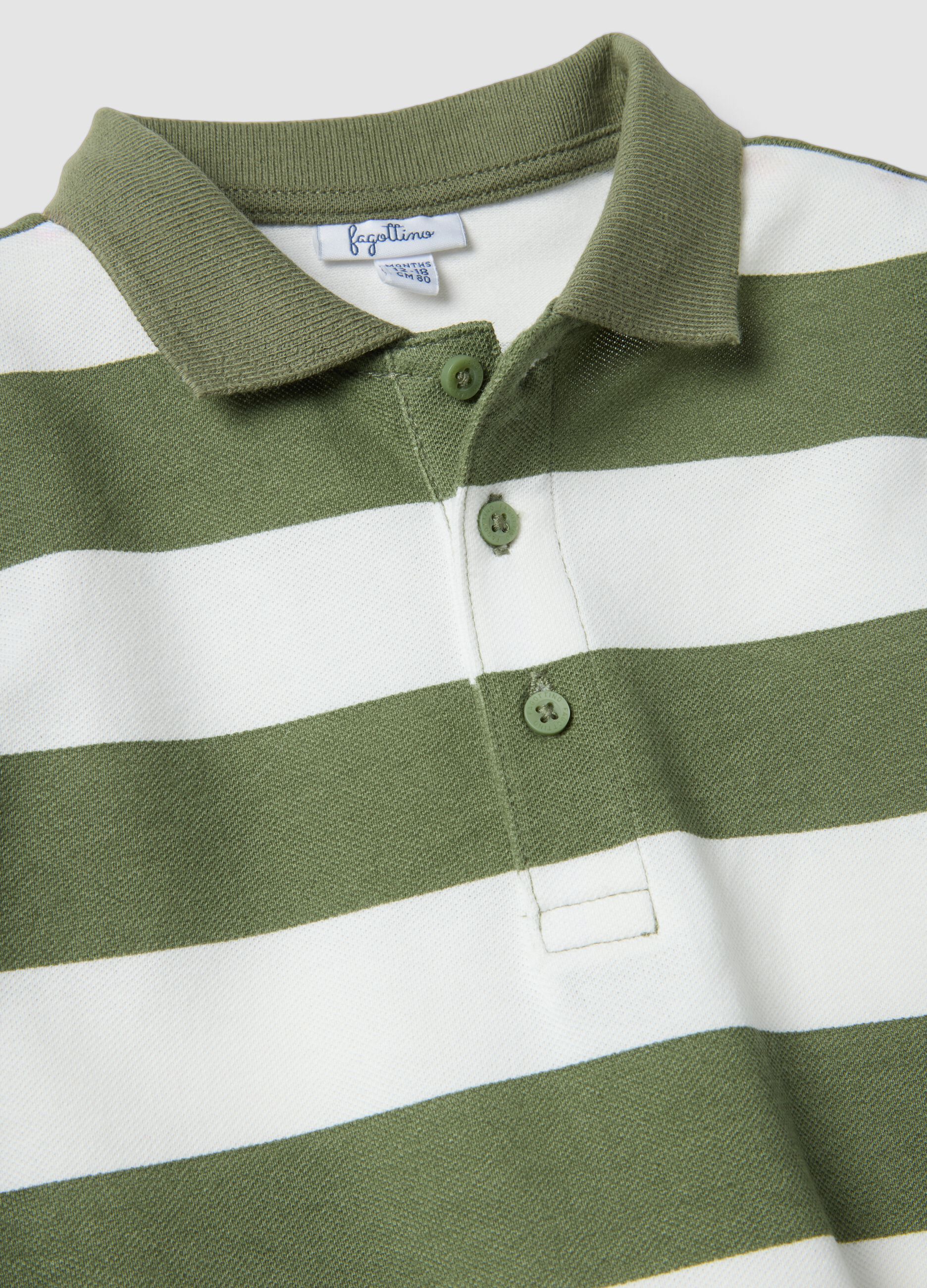 Multicolour striped pure cotton polo shirt for boys with regular fit