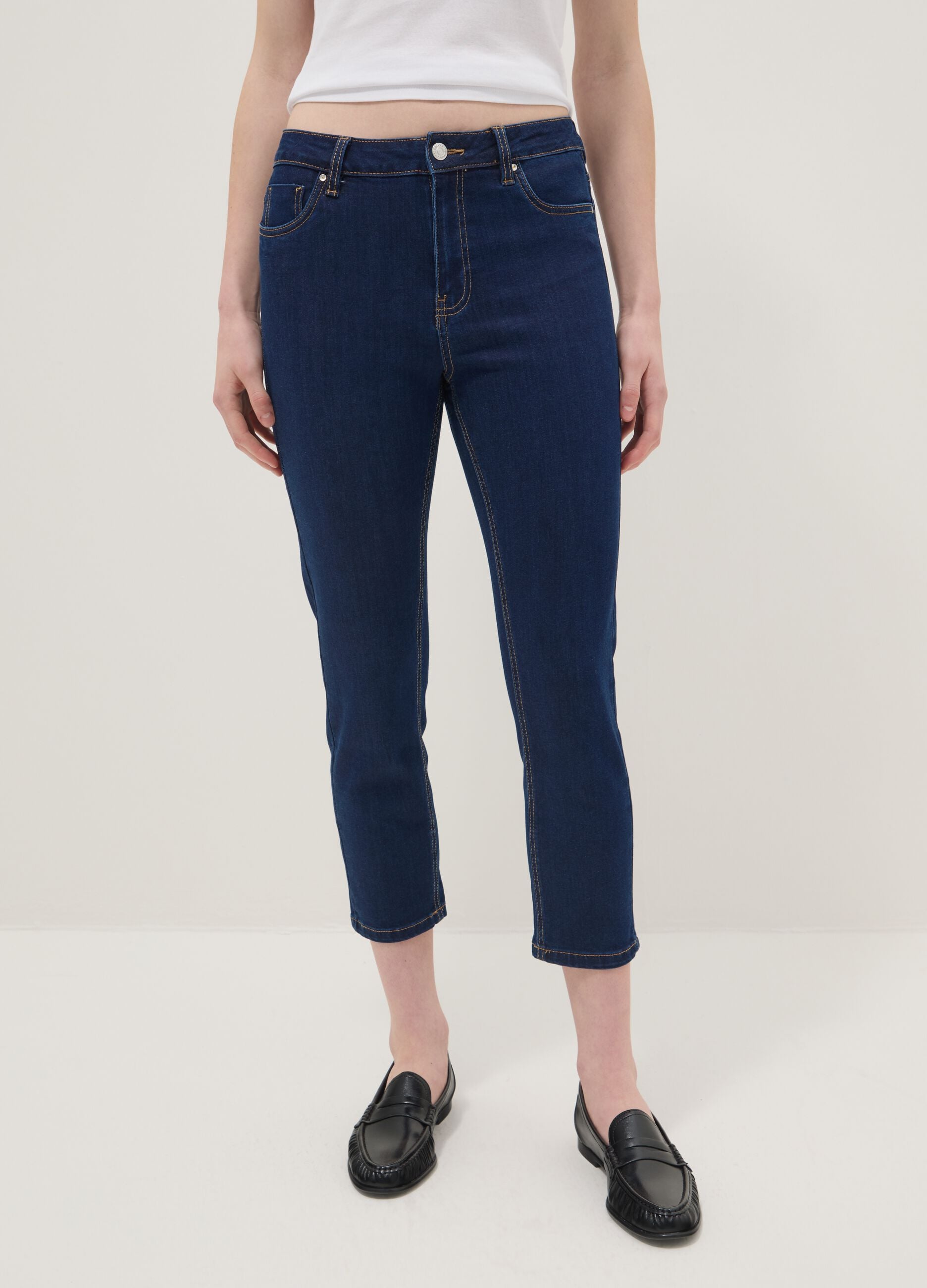 Blue skinny jeans in stretch cotton and viscose