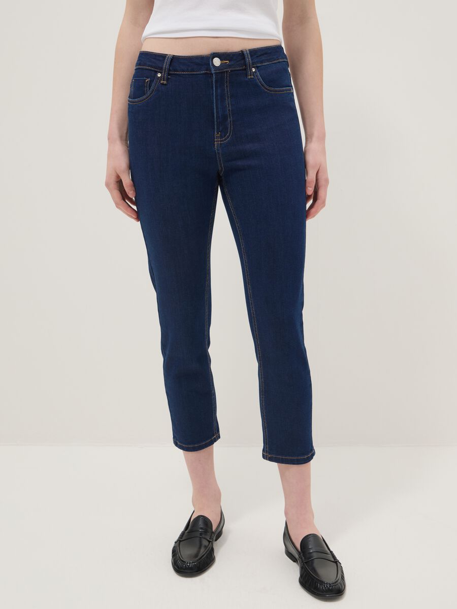 Blue skinny jeans in stretch cotton and viscose_1