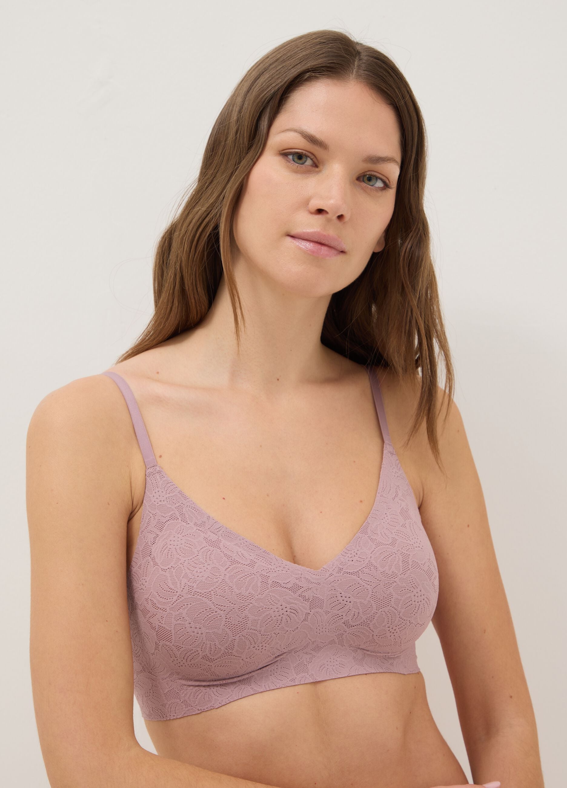 Pink Lace Bra with Removable Padding
