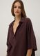 Short brown pure cotton kaftan with V-neck_2