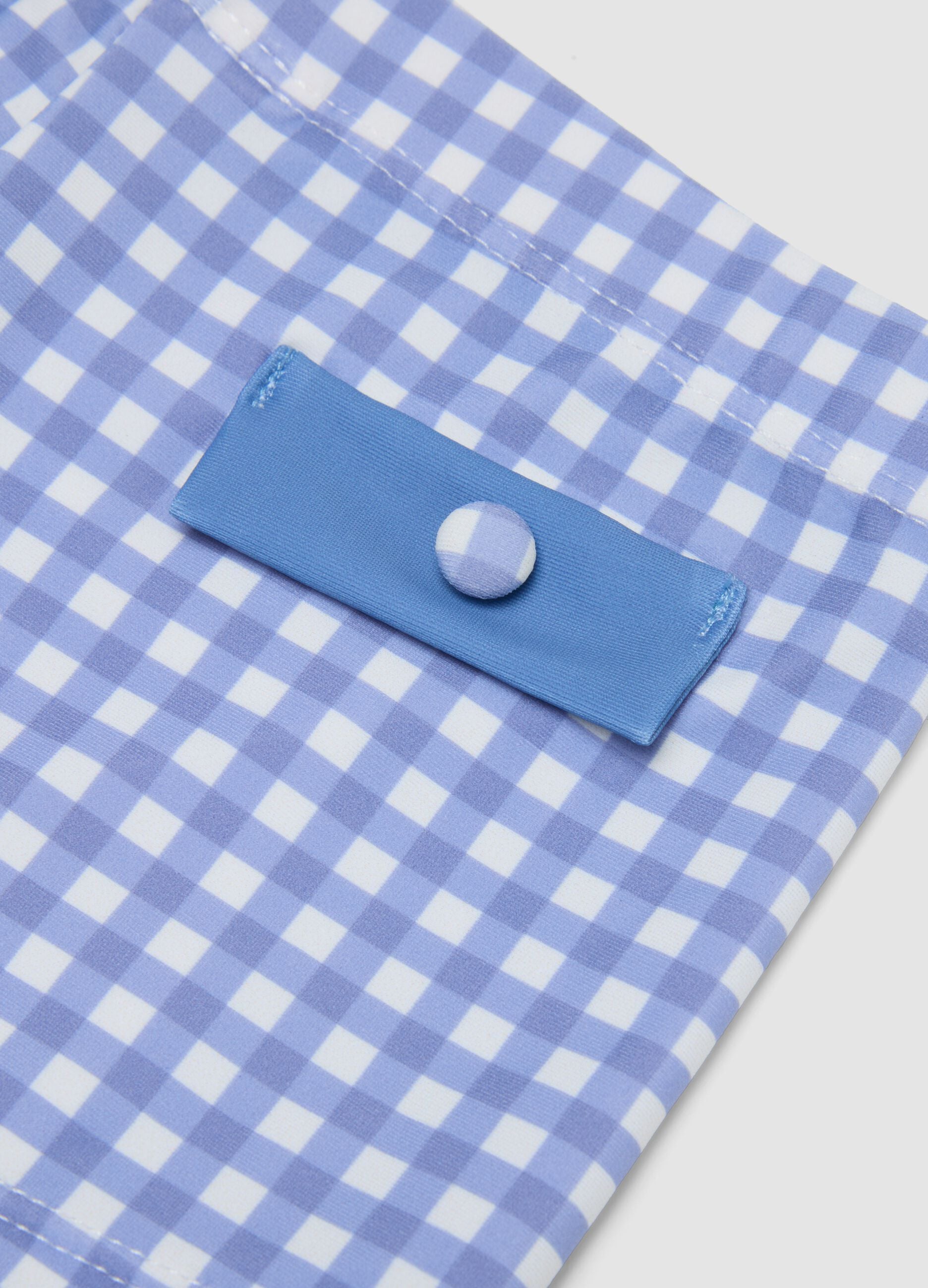 Blue gingham stretch swim shorts