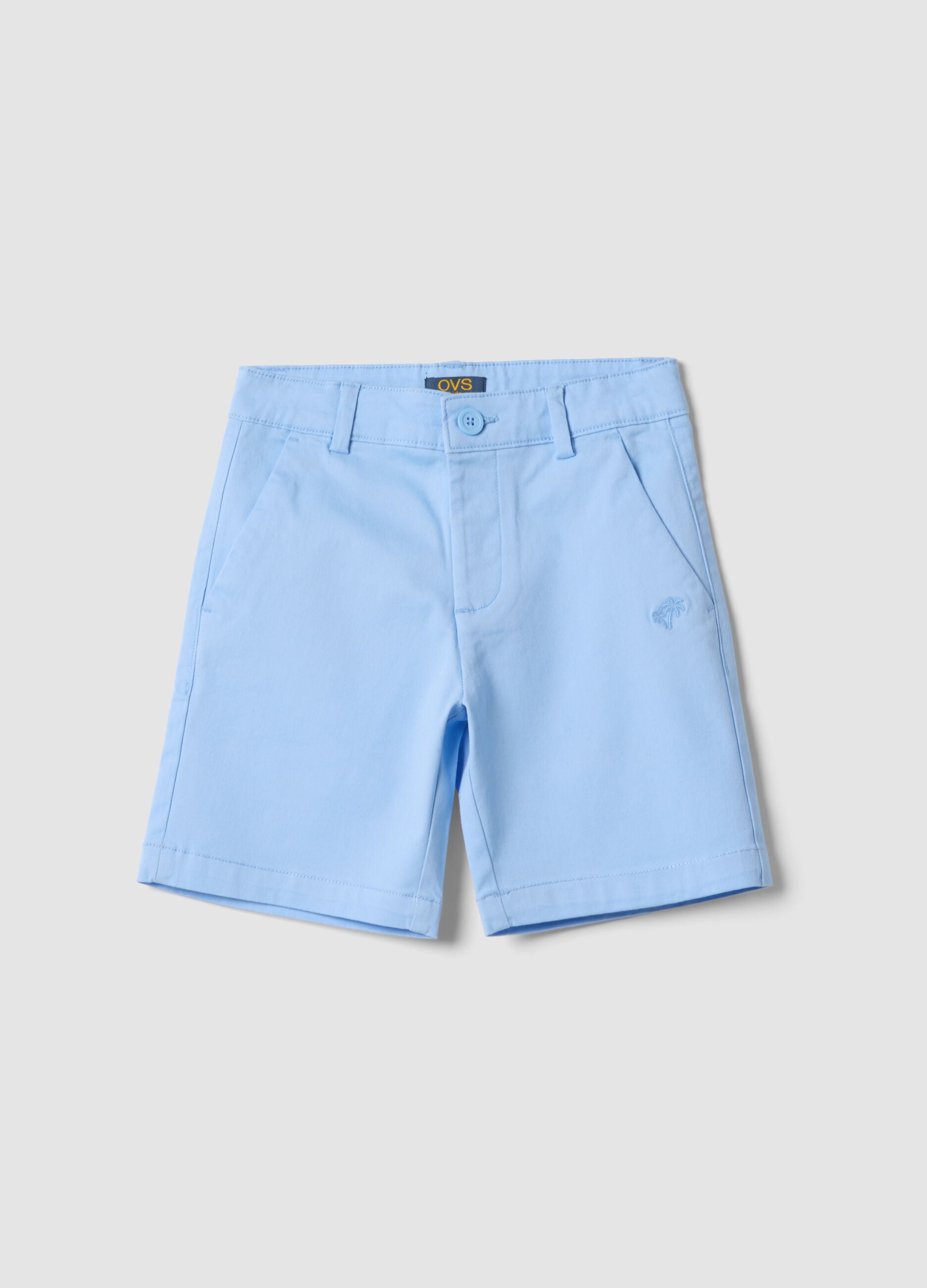 Boys&rsquo; light blue stretch cotton chino bermuda shorts, regular fit