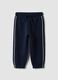 Blue organic cotton jogger trousers with drawstring for baby boy_0