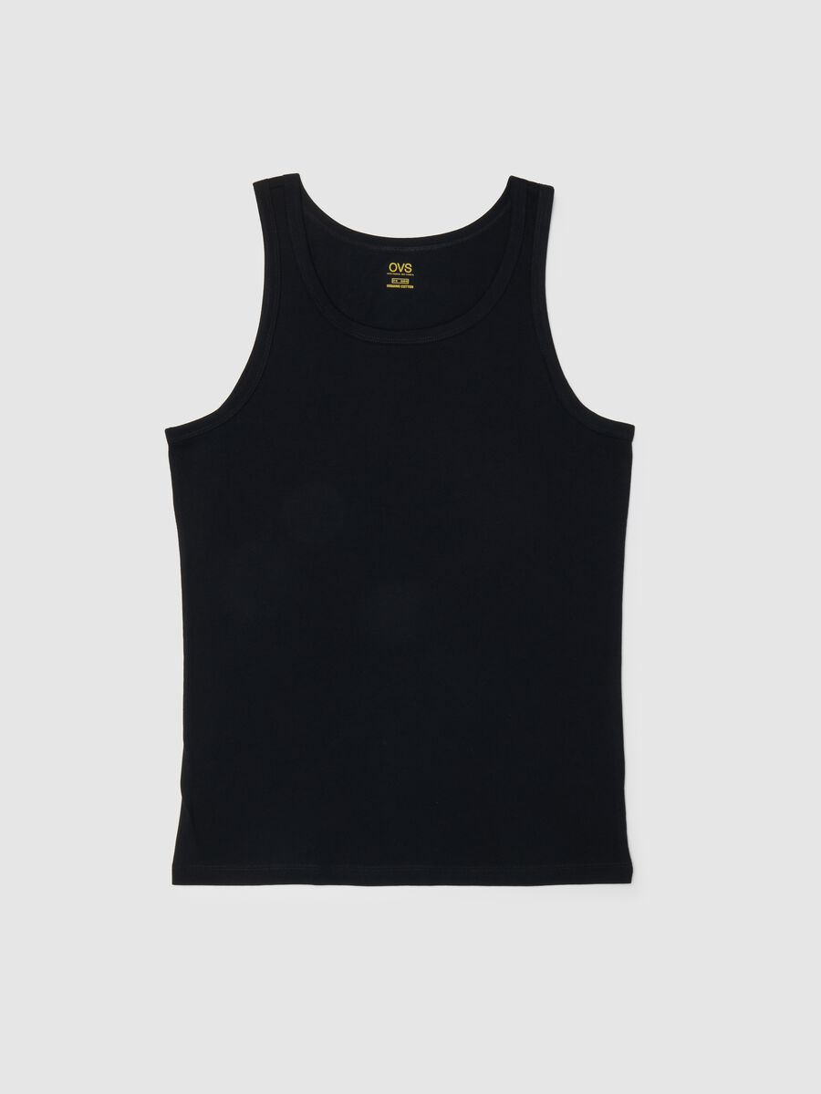 Black regular-fit vest top in pure organic cotton_4