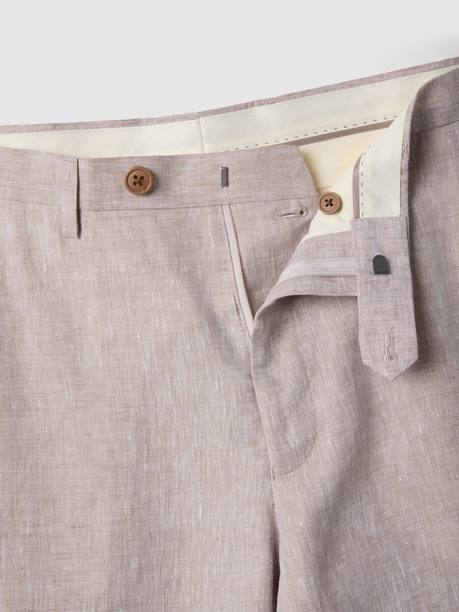 Pantaloni in puro lino beige slim fit_5