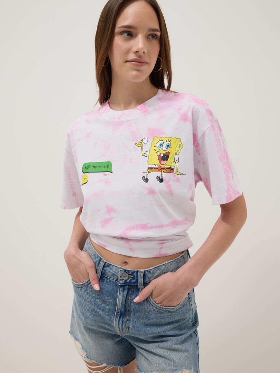 T-shirt in puro cotone multicolor regular fit con stampa SpongeBob_1