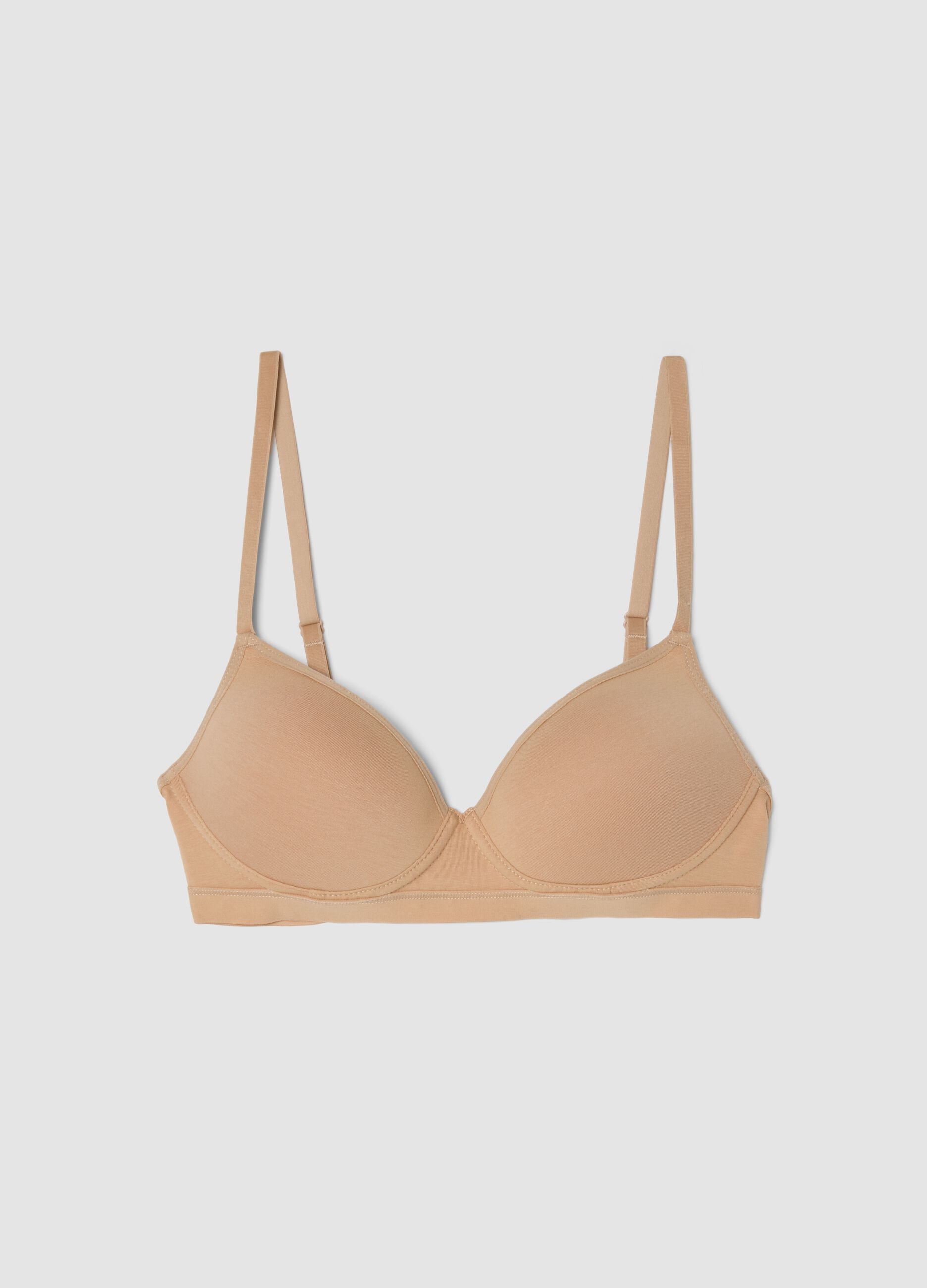 Stretch cotton balconette bra