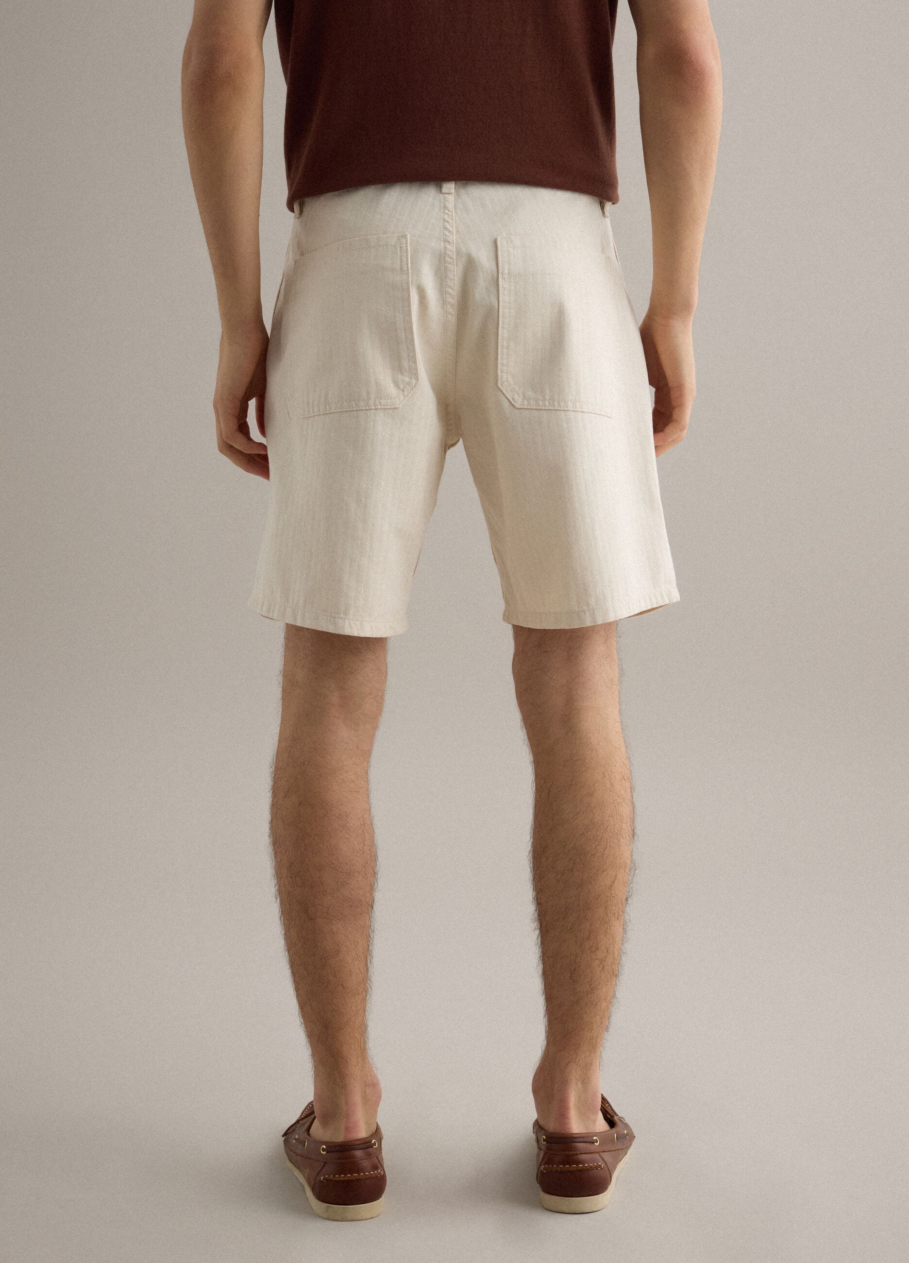 Beige pure cotton chino shorts, regular fit