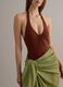 Brown stretch halterneck swimsuit_3
