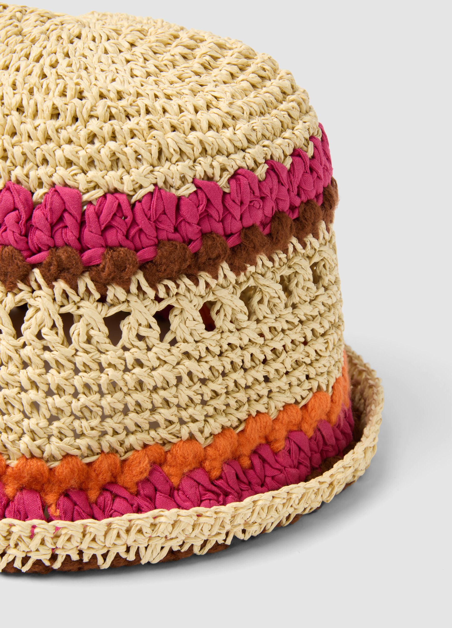 Multicolour paper and cotton blend bucket hat