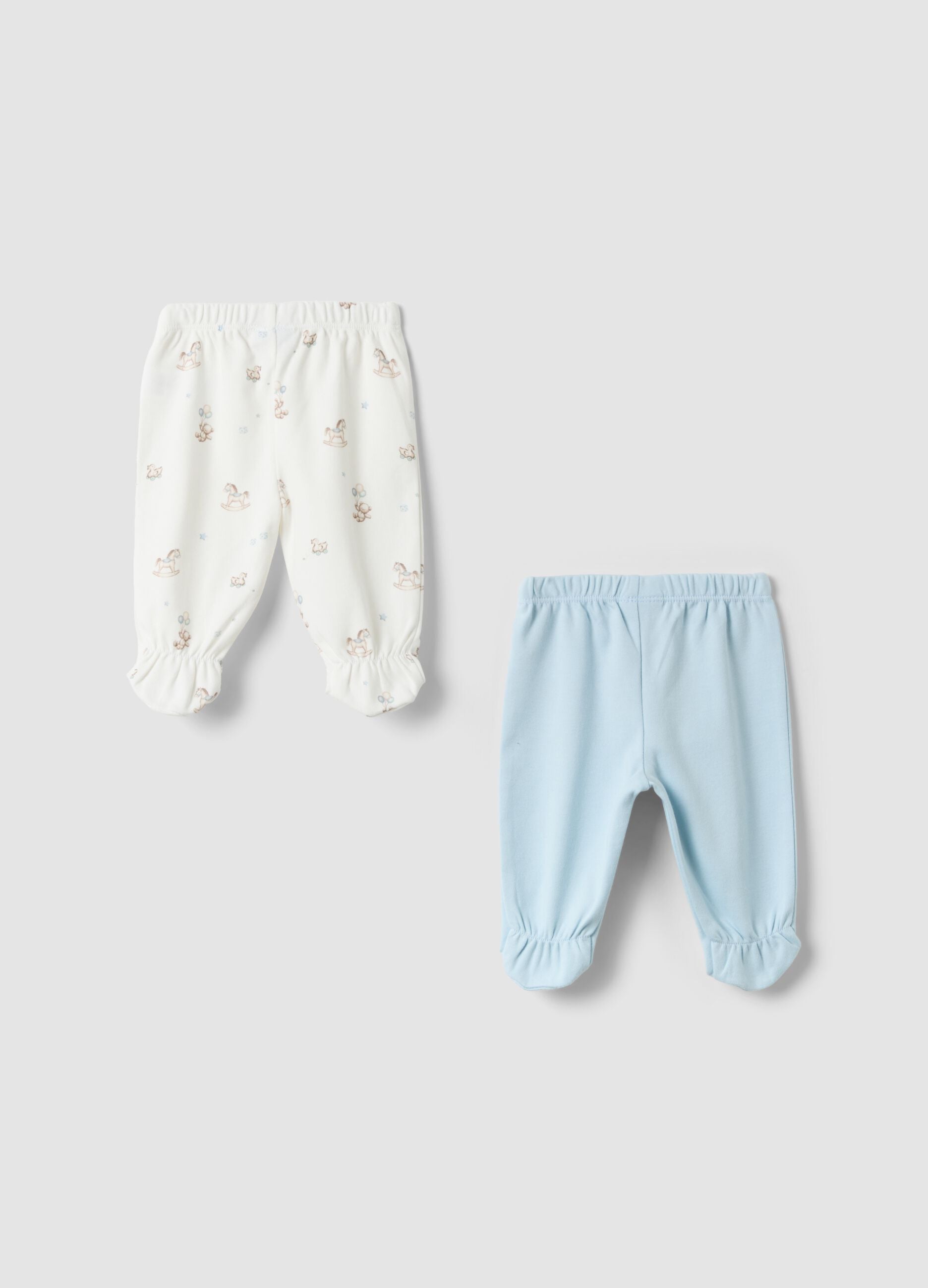 2-pack of organic cotton leggings in blue and white