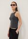 Grey ribbed stretch-cotton fitted tank top_0