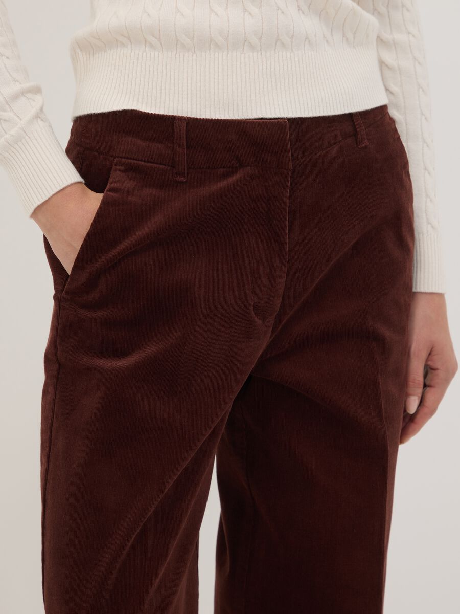 Brown The Iconic Pants straight-fit stretch cotton corduroy trousers_2